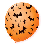 Bexiga Balões São Roque Morcego Laranja Halloween - 25 Unid