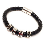 Pulsera Hombre Papa Personalizada Nombre 4 Aro Plata Fina