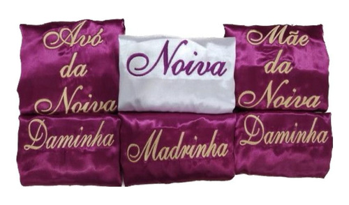 Kit 7 Hobbys Bordado Personalizado Noiva Madrinha Debutante