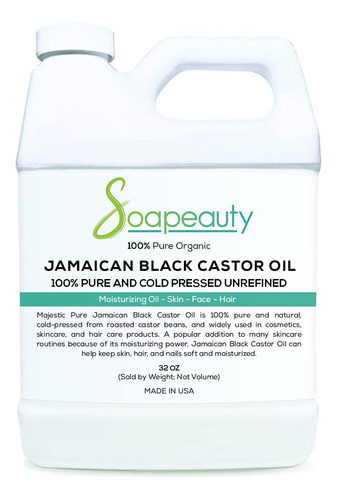 Aceite De Ricino Negro Jamaicano, Orgnico, Prensado En Fro,