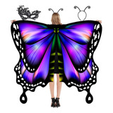 Unico Disfraz De Mariposa Mujer Chal Hada Capa Colorido
