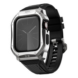 Malla Y Funda Deportiva Para Apple Watch 44mm Plateado/negro