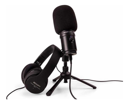 Kit De Microfone Com Fone Usb Zoom Zum-2 Para Podcast