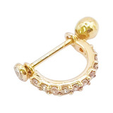 Piercing Em Ouro 18k 750 Conch Curvo Cravejado Cartilagem