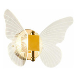 Arandela Borboleta Led 3000k Dourada Decorativa De Parede