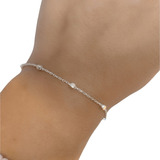 Pulsera Plata 925 Eslabón Forcet Con Bolita Cuadrada 