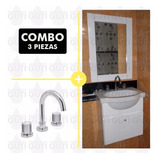 Combo Baño Griferia Vanitory Ferrum Venecia 48 Blanco Espejo