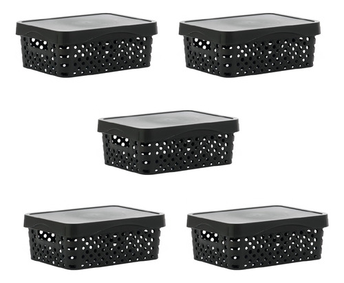 Canasto Decorativo Garden Life Trendy Box Negro 14cm De Altura 26cm De Ancho 35cm De Profundidad Pack De 5u