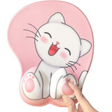 Mouse Pad Ergonomico Reposa Munecas De Gel Gato Rosa