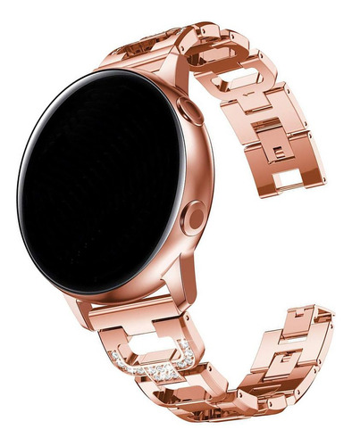 Pulseira 20mm Metal Luxury Para Samsung Galaxy Watch 3 41mm Cor Rose Gold