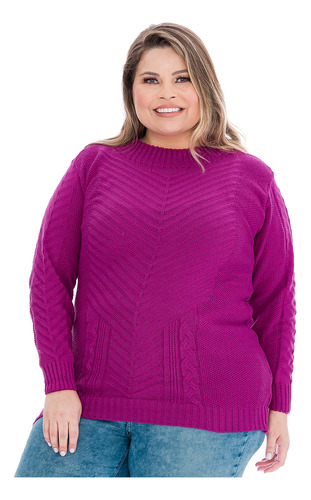 Blusa Moda Tricot Gola Redonda Plus Size Premium  -028