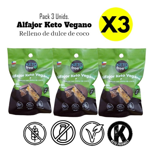 Pack De 3 Alfajores Keto Vegano Dulce De Coco