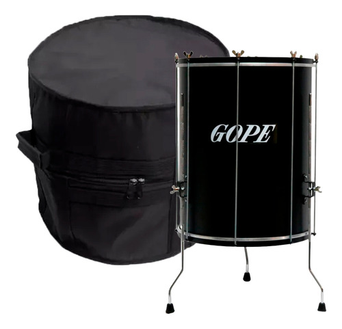 Surdo Gope 18 Pol 60cm Alumí Preto Com Tripé + Capa Oferta