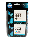 Pack De Tintas Hp N° 664 Tricolor Y Negro