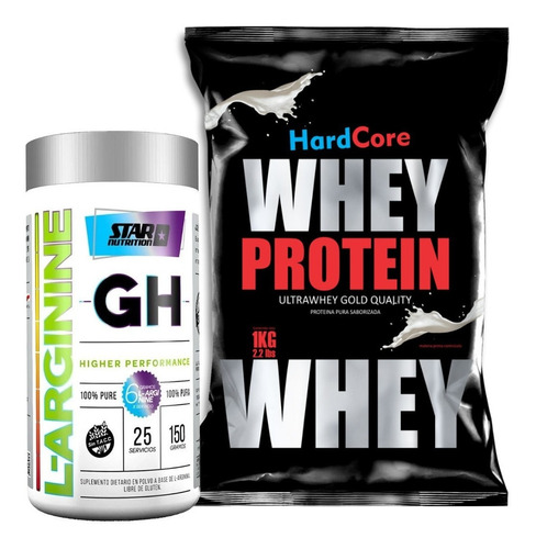 Arginina Gh Star Nutrition 150g + Whey Protein Hardcore 1 Kg