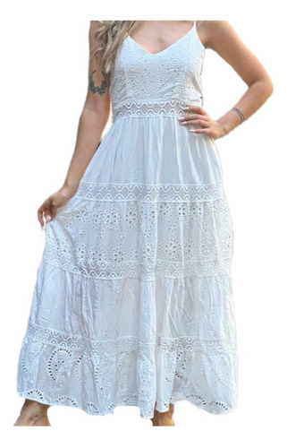 Maxi Vestido Largo Broderie Bordado Romántico Bohemio Novia 