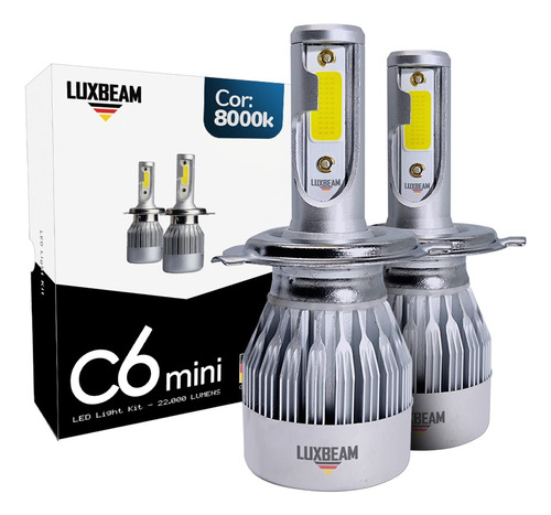 Par Super Led C6mini H1 H4 H7 H8 Hb4 8000k Lâmpada Luxbeam