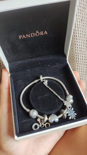 Pulseira Pandora Original Prata 925 Com 4 Berloques E Trava