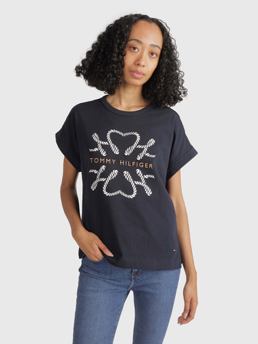 Playera Con Nudos Bordados De Mujer Tommy Hilfiger Azul