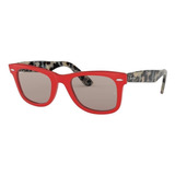 Ray Ban Rb2140 1243p2 Wayfarer Polarizado Ciruela Rojo Carey