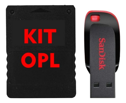 Kit Opl 01 Playstation 2 Memory Card 16mb + Pen Drive 64gb
