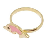 Anillo Oro 18k Laminado Delfin Rosa Infantil Nena Calidad 