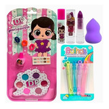 Kit Maquiagem Infantil Batom Brilho Brinquedo Bolha Sabão 