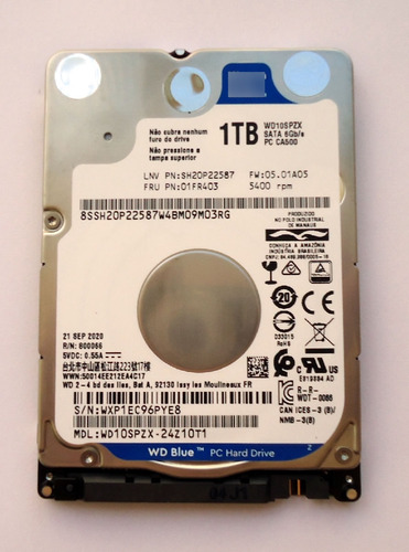 Hd 1tb - Sata - Notebook - Western Digital Wd10spzx 1tb Azul