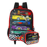 Kit Mochila Rodinhas Hotwheels Com Lancheira Térmica Escolar