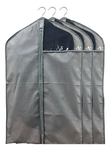 Bolsa Cubre Trajes, Protector Ropa - 3pz Portatraje Gris