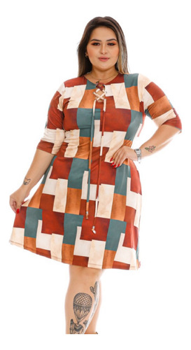 Roupas Femininas Plus Size Vestido Manga Longa Para Gordinha