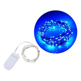 Luces Led Alambre Plateado 30 Microled Azul Pilas Incluidas