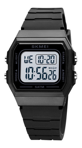 Reloj Unisex Skmei 1683 Sumergible Digital Alarma Cronometro Color De La Malla Negro/blanco