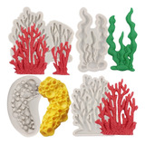 4pcs Molde De Silicona Coral Algas Fondant Chocolate Resina