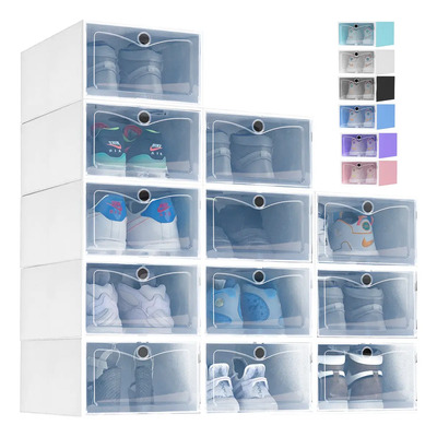 12 Pzs Zapatera Caja Apilable Plegable Organizador Multiusos Color Blanco | Envío gratis