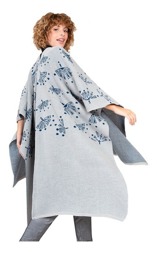 Ruana Poncho Tejido Jacquard Mujer De Diseño