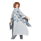 Ruana Poncho Tejido Jacquard Mujer De Diseño