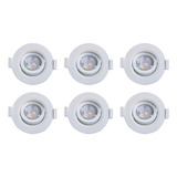 6 Spot Led De Embutir Redondo Dicroica Mr11 3w Direcionável