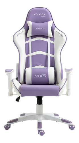 Cadeira Gamer Mx5 Giratória Branco E Roxo - Mymax