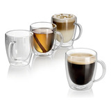 4 Tazas Café Doble Pared Borosilicato 150ml Pocillo 5onzas