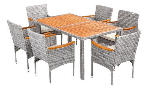 Excelente Juego De Comedor Para Patio Al Aire Libre, 7 Pcs..