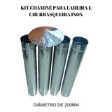 Kit Chaminé Churrasqueira Inox Com Chapéu  5 Peças 200mm 