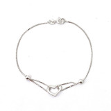 Pulsera Corazón 19cm Plata Fina 925