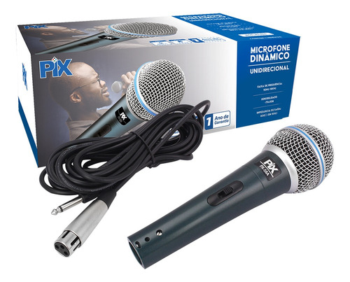 Microfone Px-58a Dinâmico Cardióide E Unidirecional Original