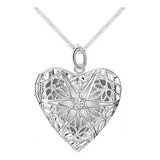 Dije Corazón Relicario Cadena Plata ¡bolsa De Regalo!