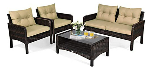 Set Muebles Patio Relax4life 4-piezas Rattan Pe