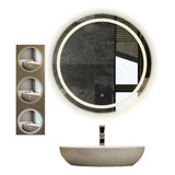 Espejo Circular Del Baño Con Luz Táctil Tricolor Led Moderna