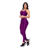 Conjunto Fitness Legging Roxo Top 3d Poliamida Donna Martins