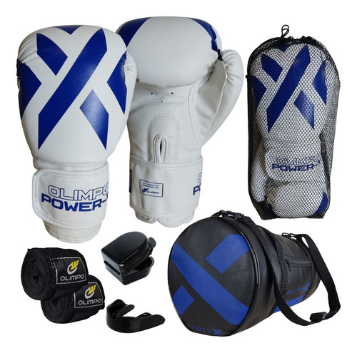 Kit Boxe Muay Thai Olimpo - Luva + Bolsa + Bucal + Bandagem