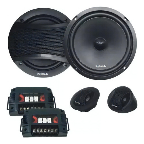 Kit 2 Vias Relm Audio 6 Pol. Rs 6.5 F2w Symphony 180wrms Cor Preto